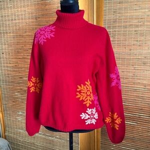 Eddie Bauer Collectibles colorful turtleneck brushed cotton and angora sweater